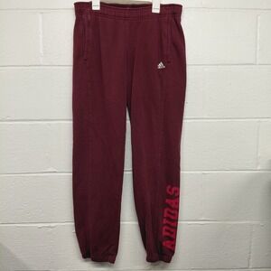 ADIDAS Jogger Pants MEDIUM Logo Track Pants Victory Burgundy Maroon